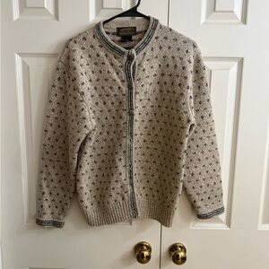 Eddie Bauer Cream and Purple Cardigan Sweater